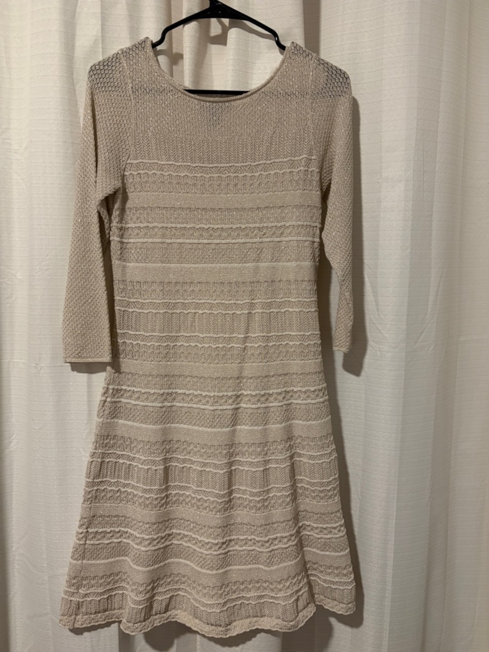 Lauren Ralph Lauren Cream Knit Long Sleeve A-Line Dress